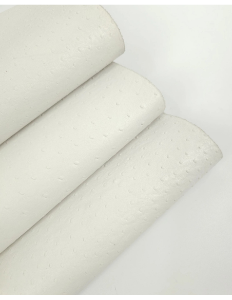 Star White Ostrich 2024 Embossed Texture Bovine Leather