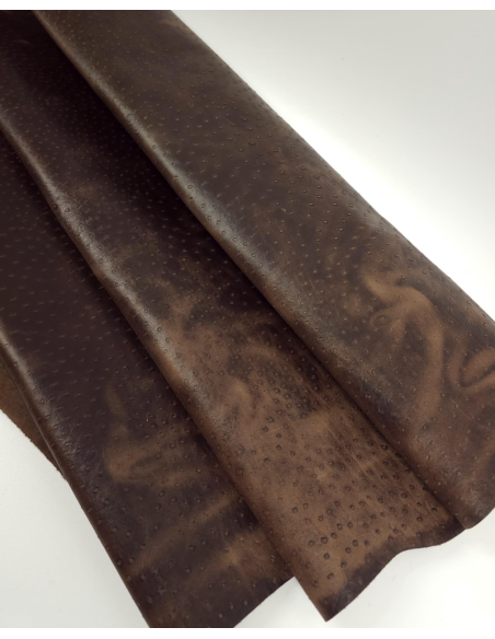 Potting Soil Vintage Pull Up Ostrich 2024 Embossed Texture Bovine Leather