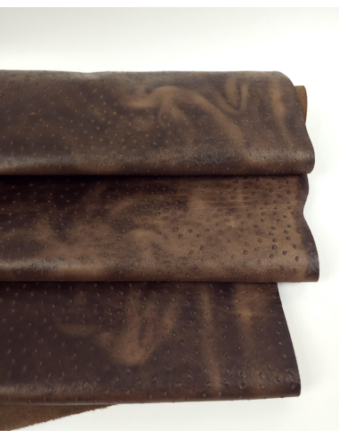 Potting Soil Vintage Pull Up Ostrich 2024 Embossed Texture Bovine Leather