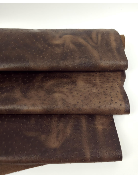 Potting Soil Vintage Pull Up Ostrich 2024 Embossed Texture Bovine Leather