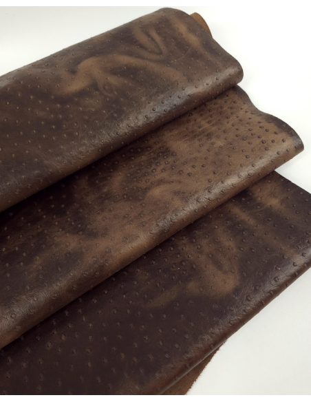 Potting Soil Vintage Pull Up Ostrich 2024 Embossed Texture Bovine Leather