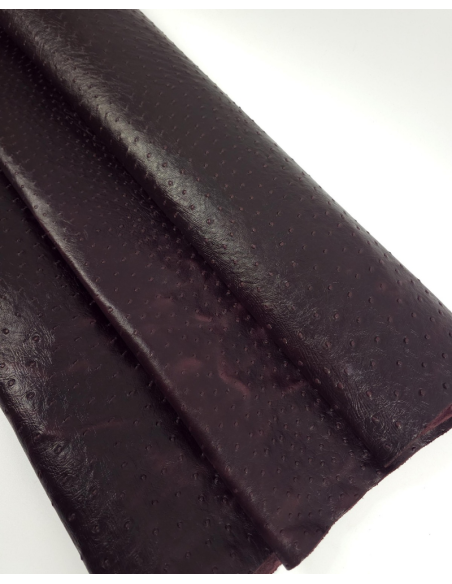 Vineyard Wine Vintage Pull Up Ostrich 2024 Embossed Texture Bovine Leather