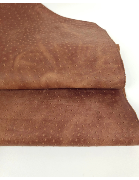 Argan Oil Vintage Pull Up Ostrich 2024 Embossed Texture Bovine Leather