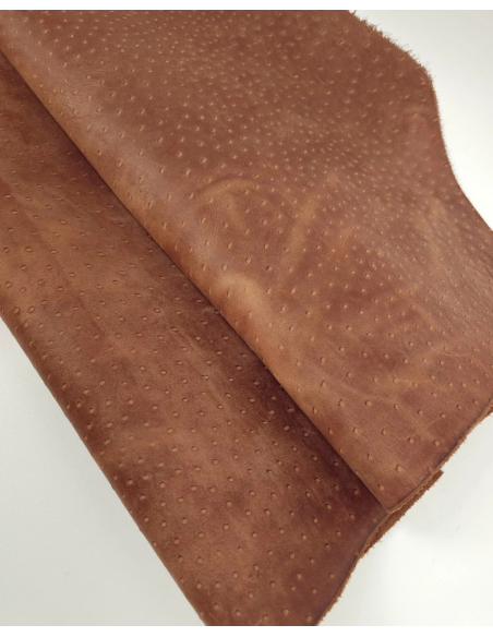 Argan Oil Vintage Pull Up Ostrich 2024 Embossed Texture Bovine Leather