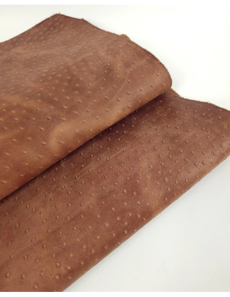 Argan Oil Vintage Pull Up Ostrich 2024 Embossed Texture Bovine Leather