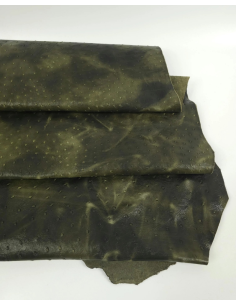 Military Olive Ostrich 2024 Embossed Texture Bovine Leather 2