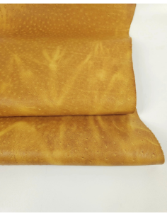 Inca Gold Vintage Pull Up Ostrich 2024 Embossed Texture Bovine Leather 2