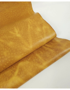Inca Gold Vintage Pull Up Ostrich 2024 Embossed Texture Bovine Leather