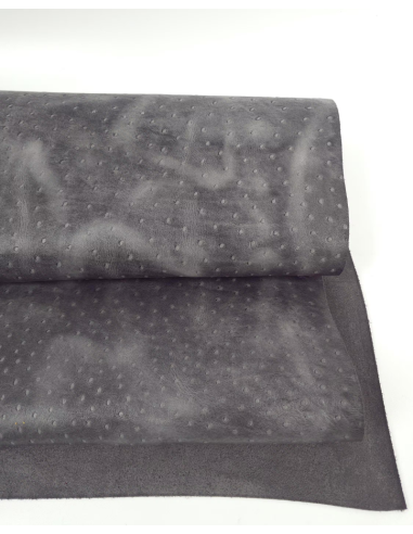 Quiet Shade Vintage Pull Up Ostrich 2024 Embossed Texture Bovine Leather