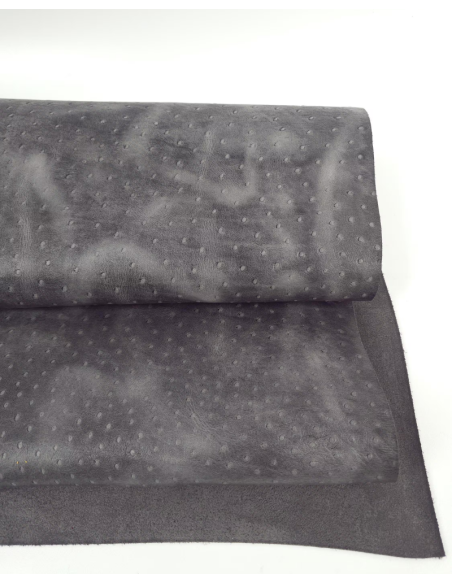 Quiet Shade Vintage Pull Up Ostrich 2024 Embossed Texture Bovine Leather