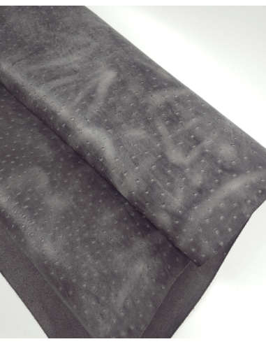 Quiet Shade Vintage Pull Up Ostrich 2024 Embossed Texture Bovine Leather