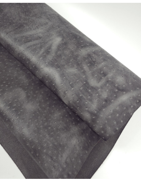 Quiet Shade Vintage Pull Up Ostrich 2024 Embossed Texture Bovine Leather