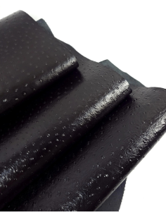 Black Shine Ostrich 2024 Embossed Texture Bovine Leather