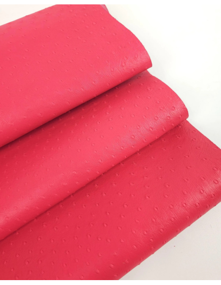 Teaberry Ostrich 2024 Embossed Texture Bovine Leather