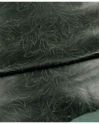 Green Black and White Floret Printed Leather