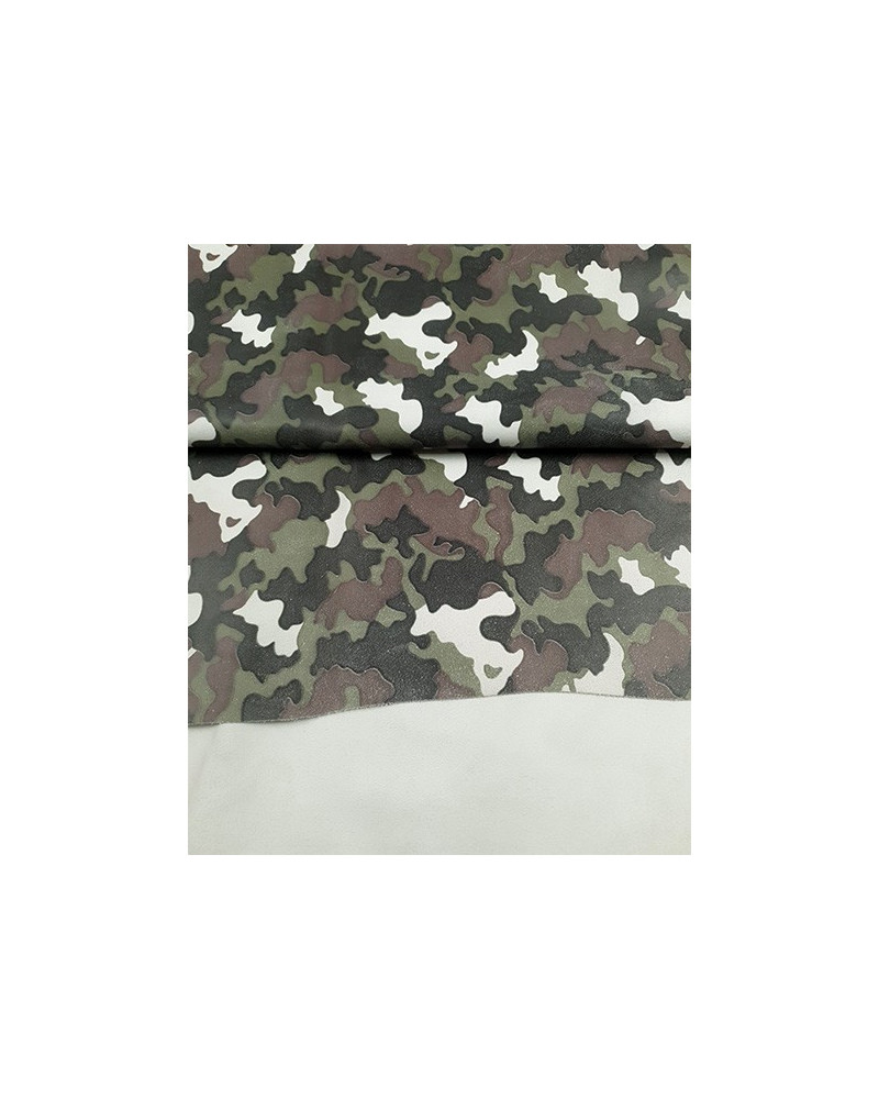 White Green Brown and Blue Camo Suede